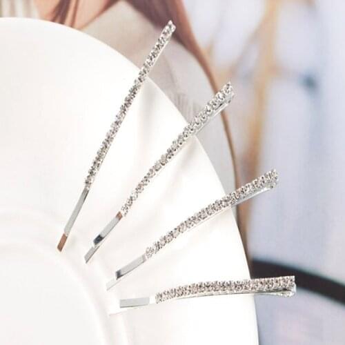 1 Pcs Hairpin Shiny Rhinestones Hair Clip for Women Girl Side Word Folder Bangs Hair Clip Headwear Barrette Hair Accessories