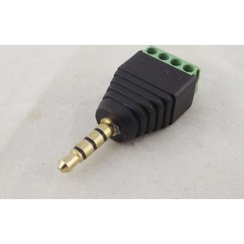3pcs 3.5mm 1/8" Stereo 4 Pole Male Plug To AV Screw Video Balun Terminal Adapter