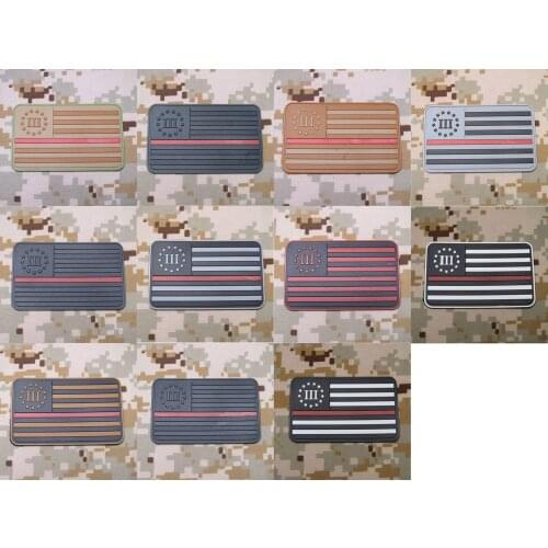 3D PVC Patch The Thin Red Line 3% III PERCENT DEFEND LIBERTY American flag