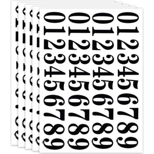 5 Sheets Black Number Stickers Scrapbooking Embellishments Luggage Mobile Phone Child Helmet Computer Stickers,2 Inches