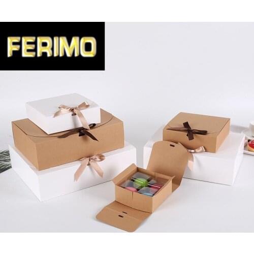 5pcs Kraft Paper Bakery Boxes with Window Ribbon Pastry Containers for Cupcakes/Donuts/Dessert Birthday Baby Shower Party Favors