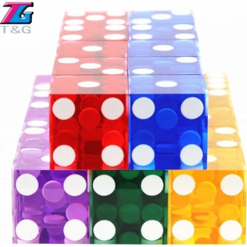 5 Piece T&G Dice 19mm High-grade Acrylic Transparent Six Sided Casino Sharp Straight Corners