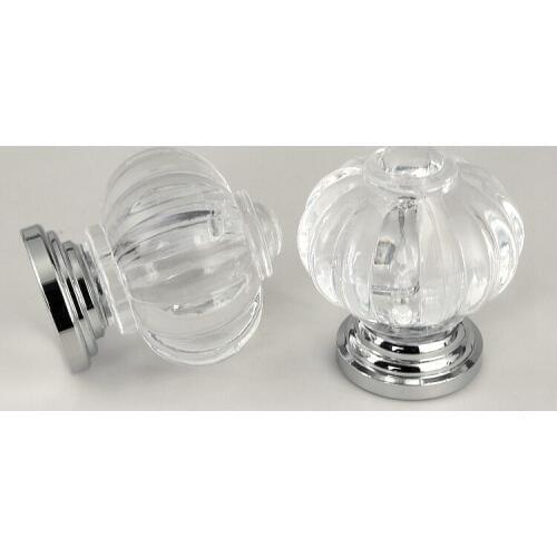 High quality Acrylic Pumpkin knobs Furniture Cabinet Drawer Pull Handle Kitchen Door Wardrobe Crystal Knob Dia 28.5mm