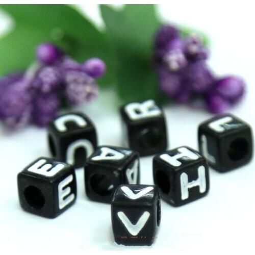 Cube Acrylic Letter Beads 1900pcs/Lot 7*7mm Big Hole Square Alphabet Jewelry Spacer Beads Loose Lucite Knit Bracelet Beads