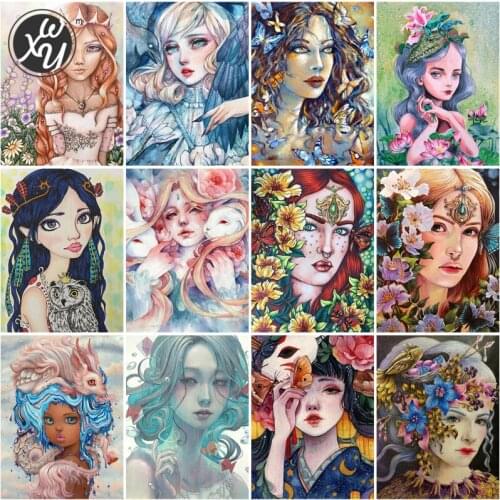 Diamond Painting Beautiful Lady Diamond Mosaic Cartoon Full Drill Embroidery Kits for Adults Portrait Diamond Art for Home Decor