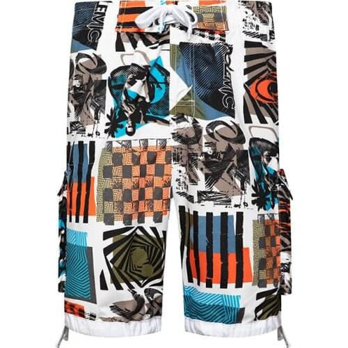 Mens Beach Pants Male Quick Drying Loose Thin Elastic Art Printing Shorts