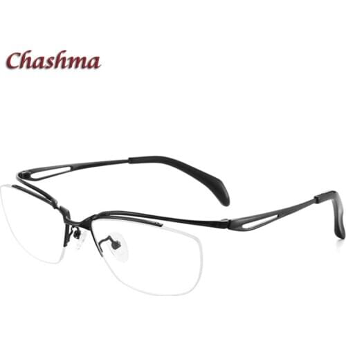 Chashma Top Quality Men Optical Glasses Prescription Lenses Pure Titanium Eyewear Half Frame Spectacles
