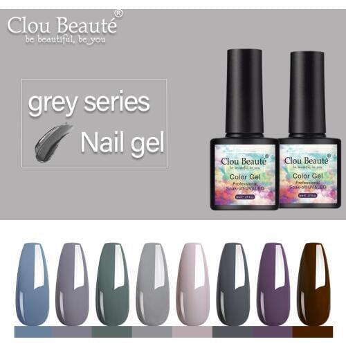 Clou Beaute Grey Color Gel Nail Polish Gel Polish DIY Nail Art Lacquer 8ml LED Soak Off UV Gel Varnish Lakiery Hybrydowe Resin