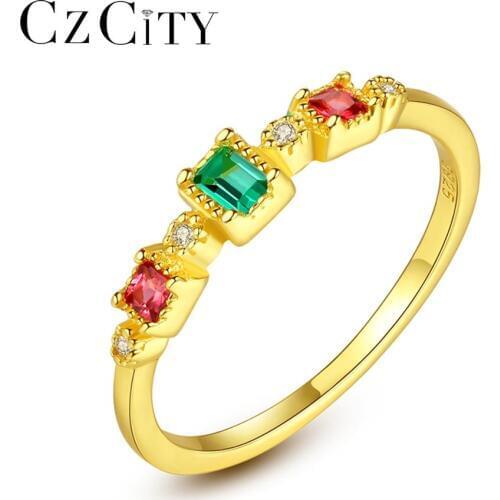 CZCITY New Luxury Topaz Gemstone Round Rings for Women Wedding Engagement Fine Jewelry 925 Sterling Silver Anillos Bijoux SR0143