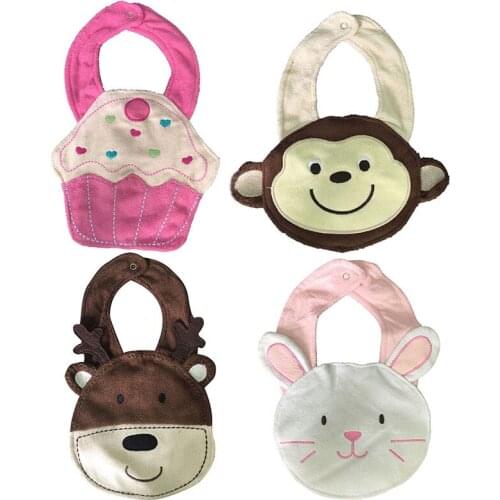 18cm 100% Cotton Baby Feeding Bibs Infant Boys Girls Cute Cartoon Animal Waterproof Soft Plush Feeding Bibs Mobile Phone Straps