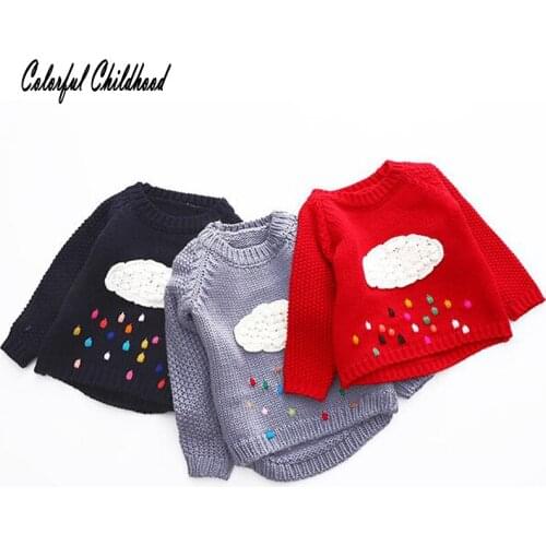 Children Sweaters fall Winter cloud raindrops decor Baby Boys Girls Pullovers Toddlers Knited outwear Kids Tops new year