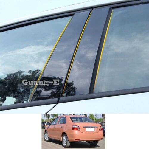 For Toyota Vios Yaris 2008 2009 2010-2013 Car PC Material Pillar Post Cover Door Trim Window Piano Black Molding Sticker