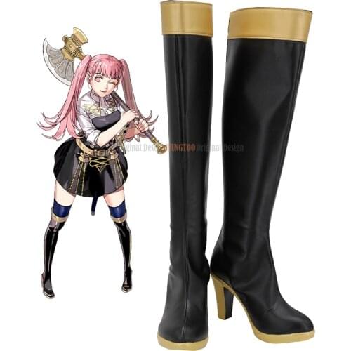 Hilda Shoes Cosplay Fire Emblem Three Houses Hilda Cosplay Boots Black Leather Shoes Custom Made
