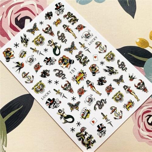 EB-151 Beauty tiger head butterfly skull 3D Back glue Nail decal Nail sticker Nail decoration Nail art Nail tool Nail ornament