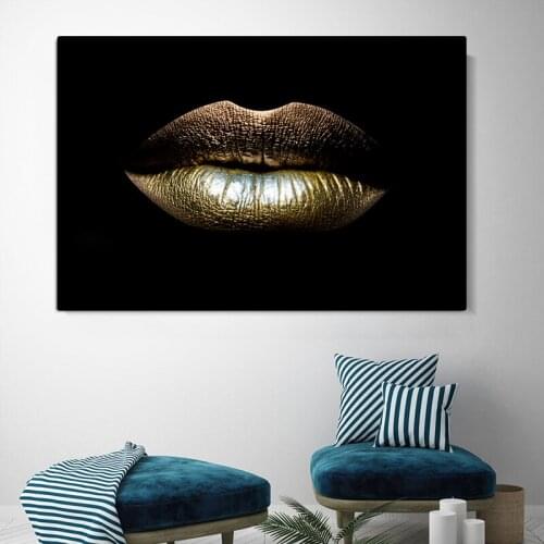 African Art Black Woman Lips Home Decor Light luxury Figure Canvas Painting for Living Room Scandinavian Wall Painting Frameless