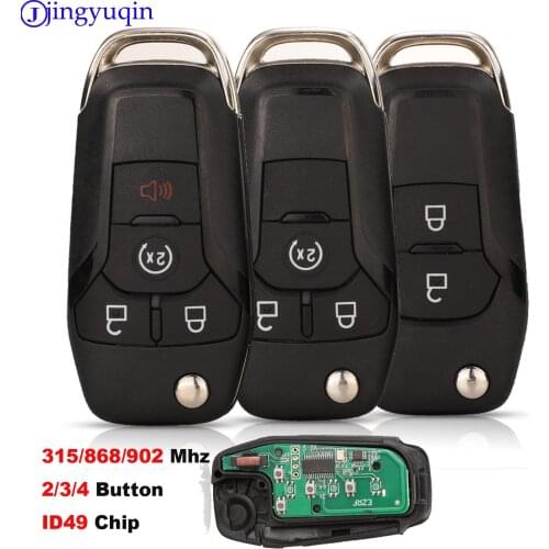 Jingyuqin 2/3/4 buttons Remote Key Folding Control With Keyless ID49 Chip for Ford Fusion 2013-2015 HU101 315/868/902 Mhz ID49