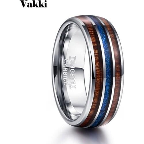 8MM Wide Polished Abalone Shell Tungsten Carbide Rings Dome Triple Grooved Opal Tungsten Steel Ring Never Fade Big Size 7-12