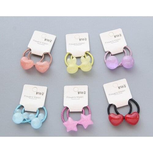 2PCS New Glittering Rabbit Head Princess Headwear Kids Elastic Hair Bands Children Hair Ropes Girls Accessories Baby Headdress