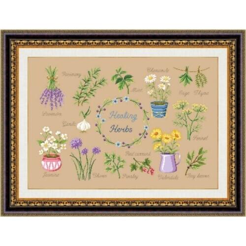 Healing herns cross stitch kits plants aida fabric 18ct 14ct 11ct flaxen linen cotton thread embroidery kits DIY craft set