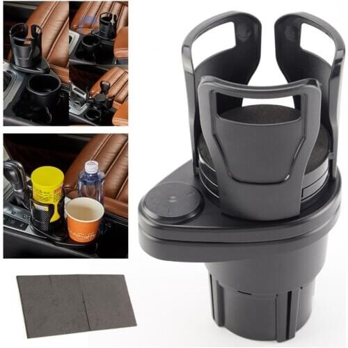 Mayitr 1pc 2 In 1 Multifunctional Car Auto Cup Holder Expander Adapter Drink Holder Rotating Carbon Black Support
