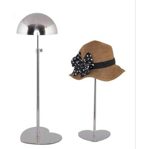 Metal Hat Display Stand Mirror Polish Hat Display Rack Hat Wig Holder Cap Riser Bracket Shelf Window Display Props Table Stand
