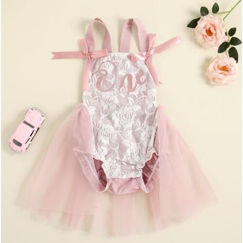 Lovely Lace Romper Dress For Baby Girls Newborn Kids Embroidery Mesh Jumpsuit Sleeveless Backless Playsuit with Bow-knot Clothes
