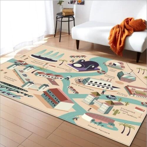 City Map Building Series Cartoon Floor Mat Door Mat Anti-skid Mat Carpet Bedroom Living Room Childrens Room Home Decoration