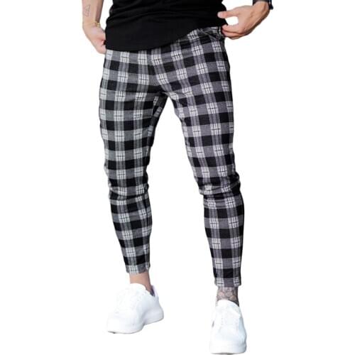 Mens Joggers Casual Plaid Pants Running Training Sport Scotland Streetwear Gyms Tracksuit Fitness Sweatpants Ropa De Hombre