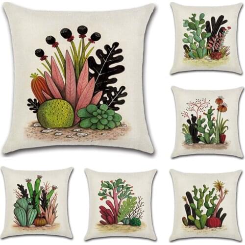 Tropical Plant Cushion Cover Cactus Colorful Printed Pillow Cover desert For Home Chair Sofa Decorative Pillowcases