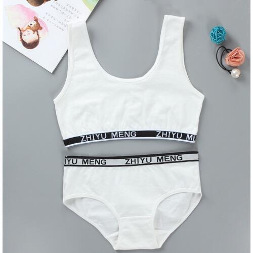 2019 Teenagers Girls Lingerie Cotton Underwear Sets Kids Young Girls Training Bras Puberty Students Bra Vest Brassiere Panties