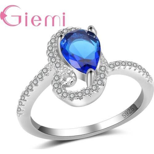 New Stylish 925 Sterling Silver Statement Ring With Clear CZ Rhinestone Engagement Rings Jewellery Hot Promotion
