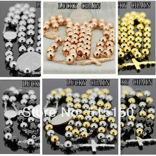 High Quality Men Women Cool STAINLESS STEEL ROSARY CHAIN NECKLACE(30"+ 5.5mm)8mm/106g