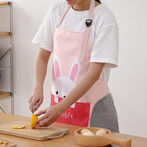 Printed Apron Waterproof Kitchen Cooking Dishwashing Oil-proof Big Pocket Cartoon Animal Cooking Housework Anti-fouling