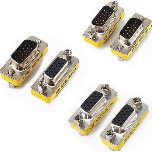 For Plug and play VGA to VGA adapter male to female connector HD15 gender conversion converter for laptop SVGA coupler adapter