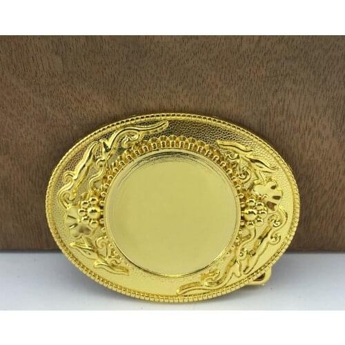 BuckleClub wholesale heavy blank DIY jeans gift belt buckle for men FP-03711-2 gold finish 4cm width loop