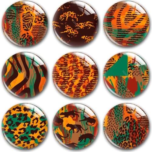 Handmade Africa Leopard Animals Skin Tribe Round Photo Glass Cabochons Demo Flat Back DIY Jewelry Making Findings Accessory