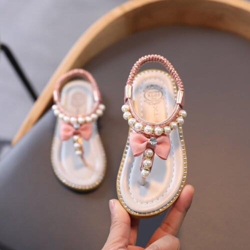 Girls' Sandals Infant Kids Baby Summer Boeknot Pearl Crystal Princess Shoes Kids' Shoes Chaussures Plates Buty Dla Dziewczynki