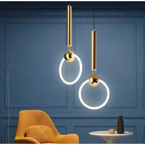 Modern Luxury Round Ring Pendant Light Nordic Bar Shop Cafe Decor Glass Ring Hanging Lamp Fixture For Bedside Living Room