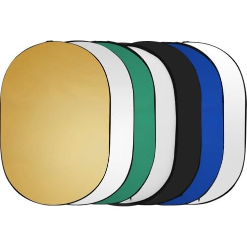 100 * 150cm/39 * 59inch Collapsible Light Reflector 5 in 1 Multi Disc Photography Studio Photo Oval Portable Photo Disc with Bag