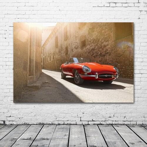 Vintage Old Car Jaguar E-Type Convertible Wallpaper Canvas Paintings Posters and Prints Wall Art for Living Room Decor