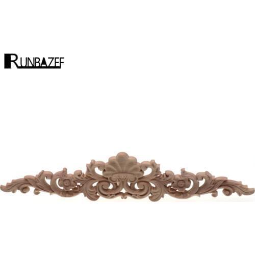 RUNBAZEF Vintage Home Decoration Accessories Wooden Carved Corner Onlay Furniture Wall Decor Unpainted Frame Wood Applique