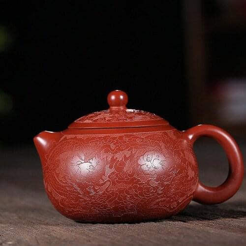 Yixing Purple Sand Pot Famous Artisanal Mine Dahongpao Panlong Xishi Pot Kungfu Teapot and Teaware Factory Wholesale