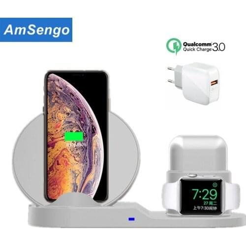 Qi Fast Wireless Chargers Stand For iPhone 12 11 XR X 8 Apple Watch 3 in 1 Charging Dock Station for Airpods Pro iWatch 5 4 3 2