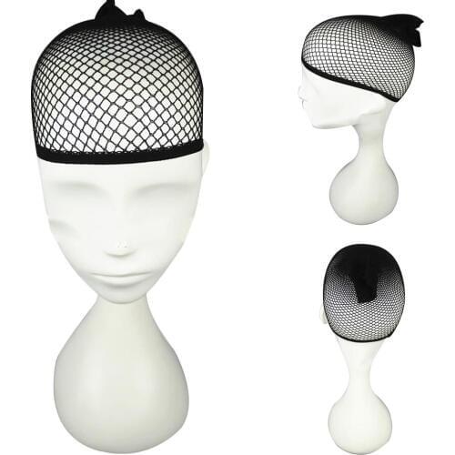Women Elastic Nylon Wig Cap Open End Black Mesh Liner Short Fishnet Hair Net
