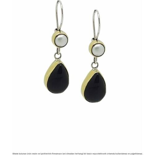 Silver Black Onyx Cubic Zirconia Women Earrings