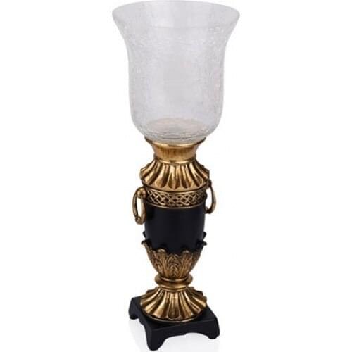 Porio Gold Black Top Glass Candle holder 13x13x36
