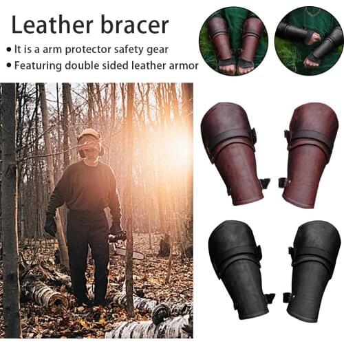 1 Pair Leather Bracer Cosplay Props Faux Leather Wide Bracer Lace Up Arm Armor Cuff String Steampunk Medieval Gauntlet Wristband