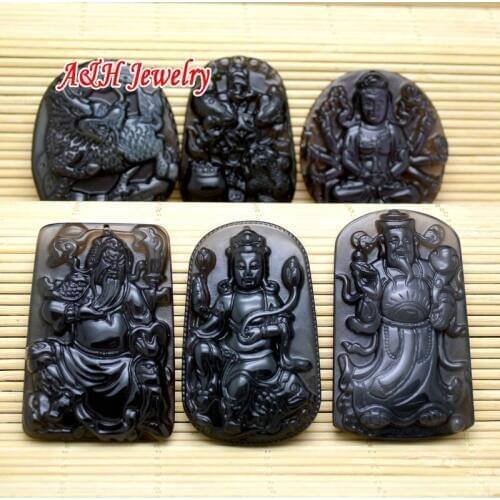 1pc Natural Semi-precious Stone Ice Kind Of Obsidian Fine Carved Pendants For Man and Women Sweater Beads Chain Necklace Making