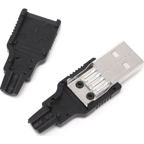 10 Sets DIY USB 2.0 Type A Male USB 4 Pin Plug Socket Connector w/Plastic Cover
