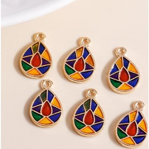 10pcs 11*16mm Enamel Water Drop Charms for Earrings Pendants Necklaces Making Trendy Stitching Color Charms DIY Jewelry Findings